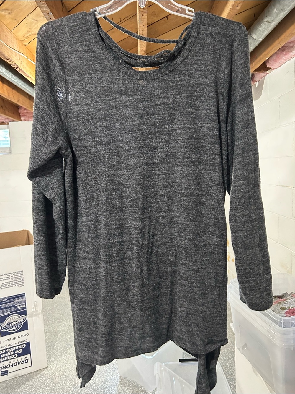 torrid Charcoal Gray Crewneck Sweater with Back Strap Detail